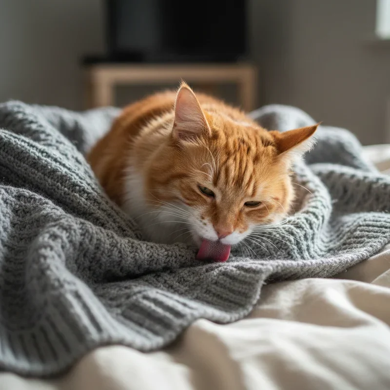 Why Is My Cat Licking My Blanket