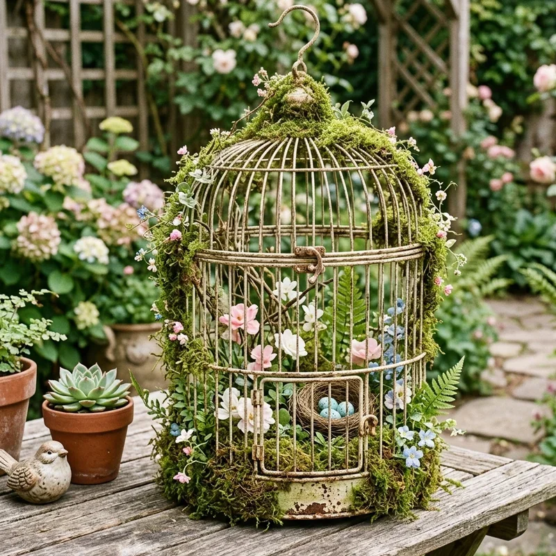 Shabby Chic Bird Cage Decor Ideas