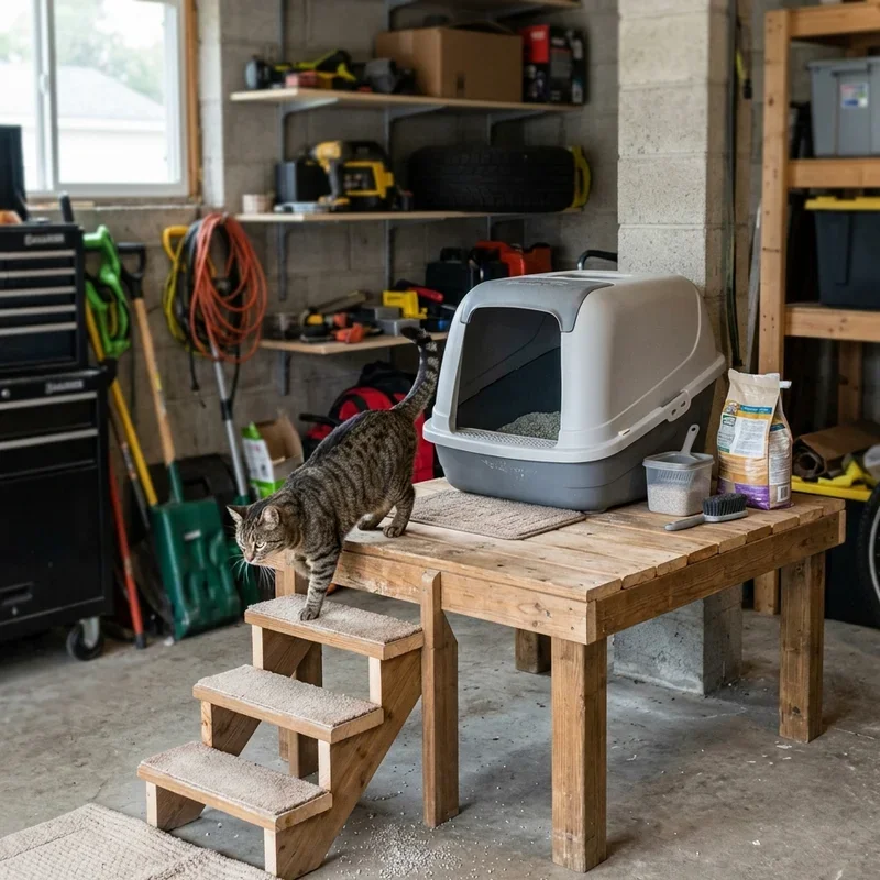 Cat Litter Box in Garage Ideas