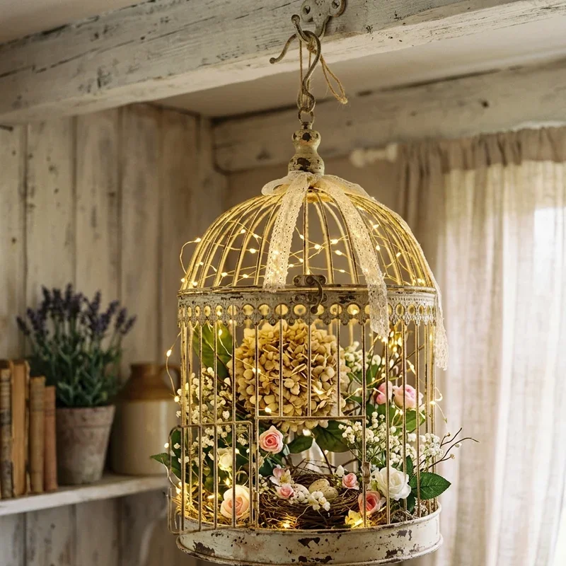 Shabby Chic Bird Cage Decor Ideas