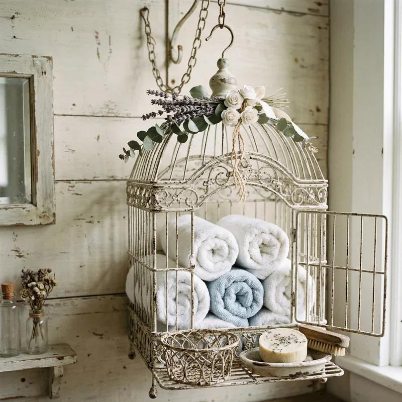 Shabby Chic Bird Cage Decor Ideas