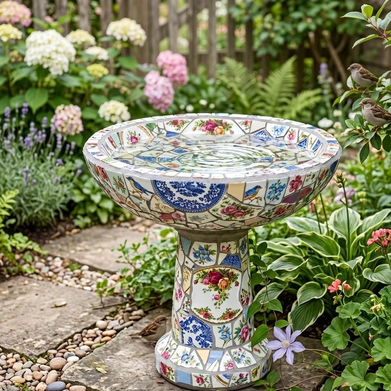Mosaic Bird Bath Ideas