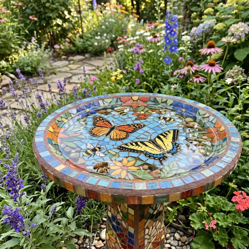 Mosaic Bird Bath Ideas