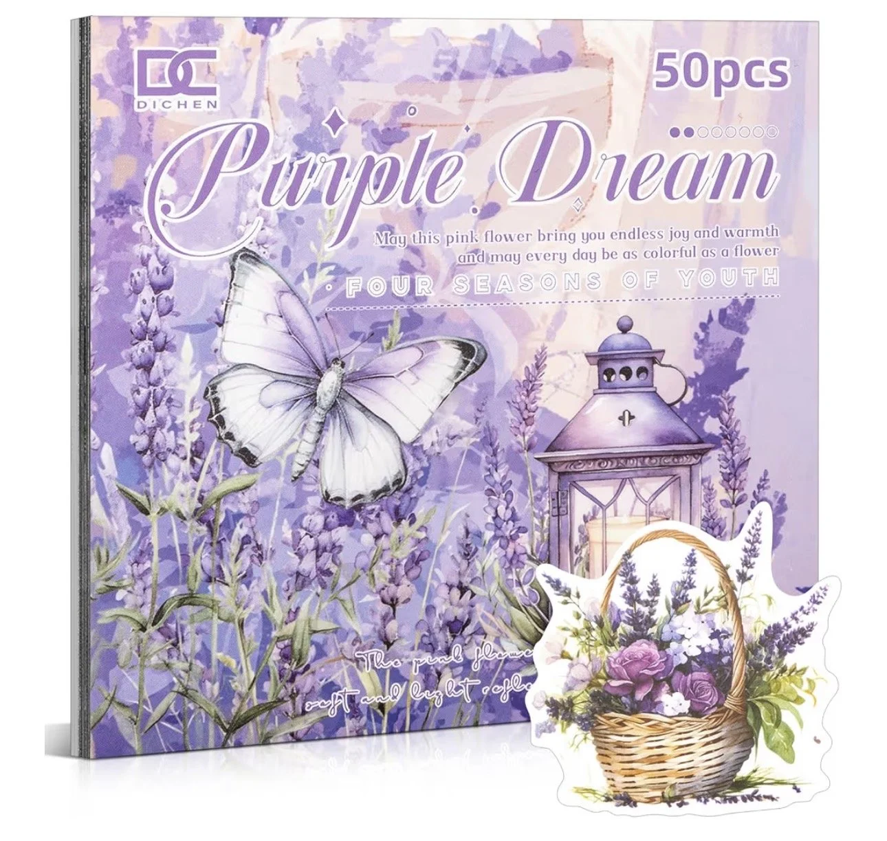 Purple floral journaling stickers.