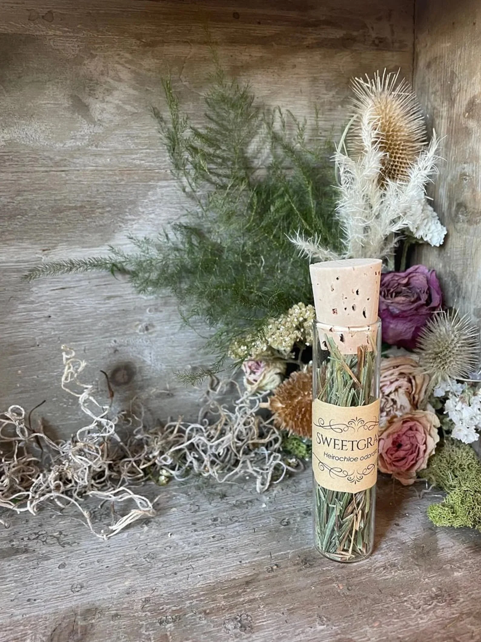 Glass Herb Vial: Sweetgrass