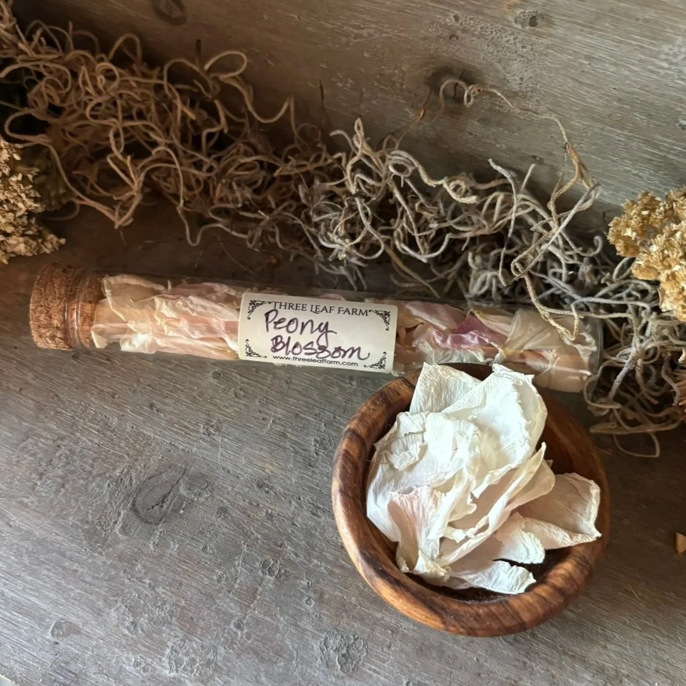 Glass Herb Vial: Peony Petals