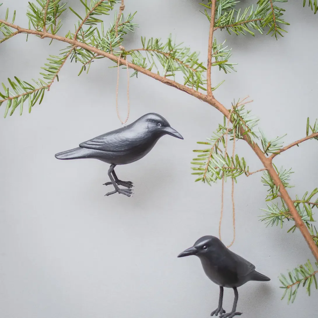 Carved Wooden Mini Crow