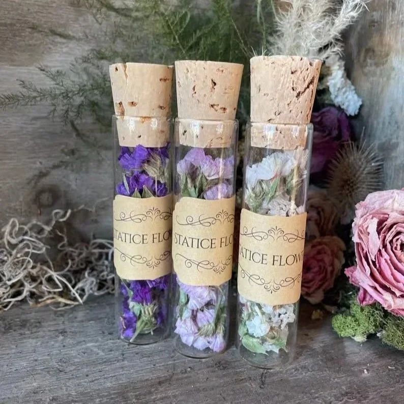 Glass Herb Vial: Statice