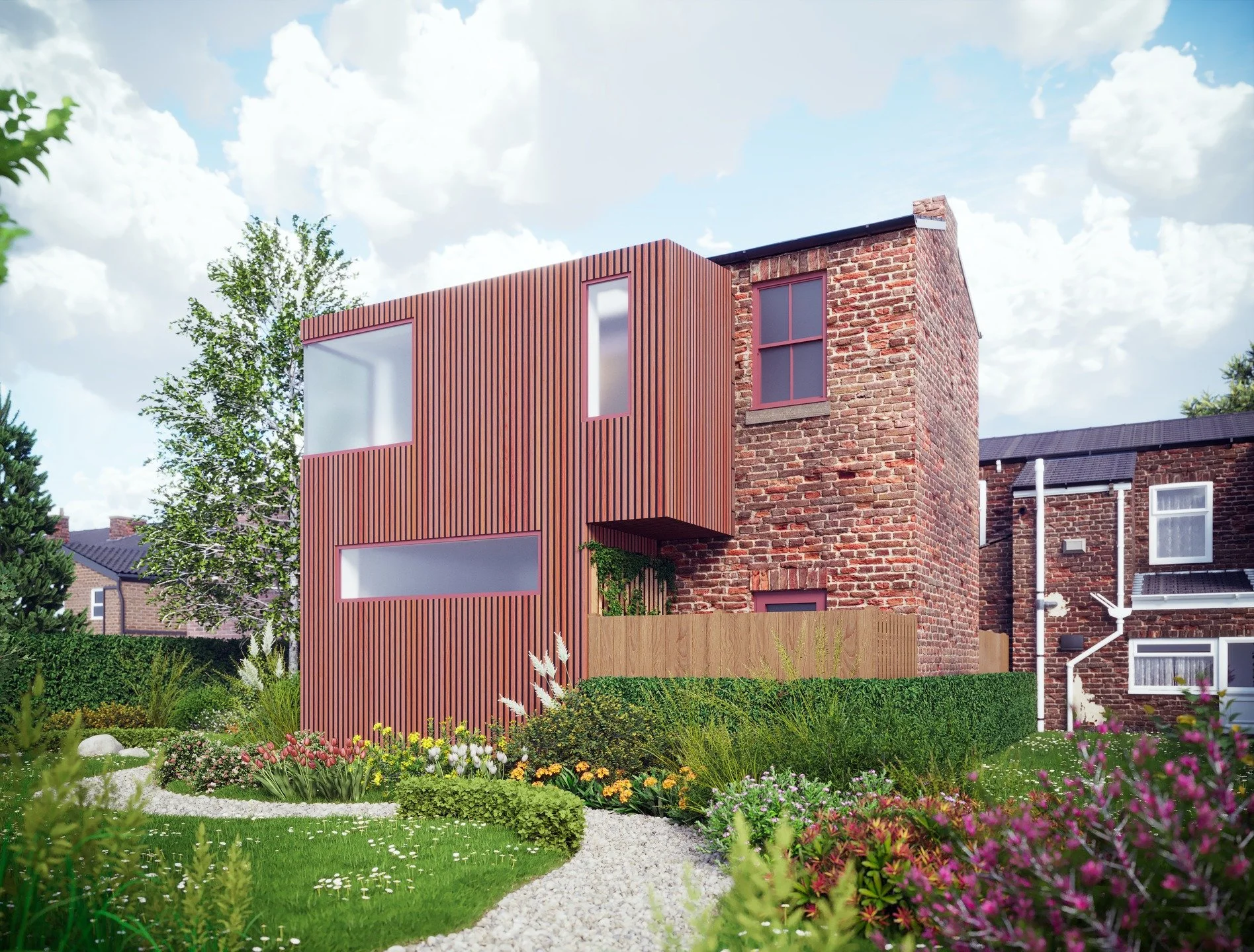 We are pleased to submit a Planning Application for the proposed modern addition and conversion of the Grade II listed, derelict former domestic hatting workshop at 66a Market Street, Denton, into a one-bedroom residential dwelling.

This building ha