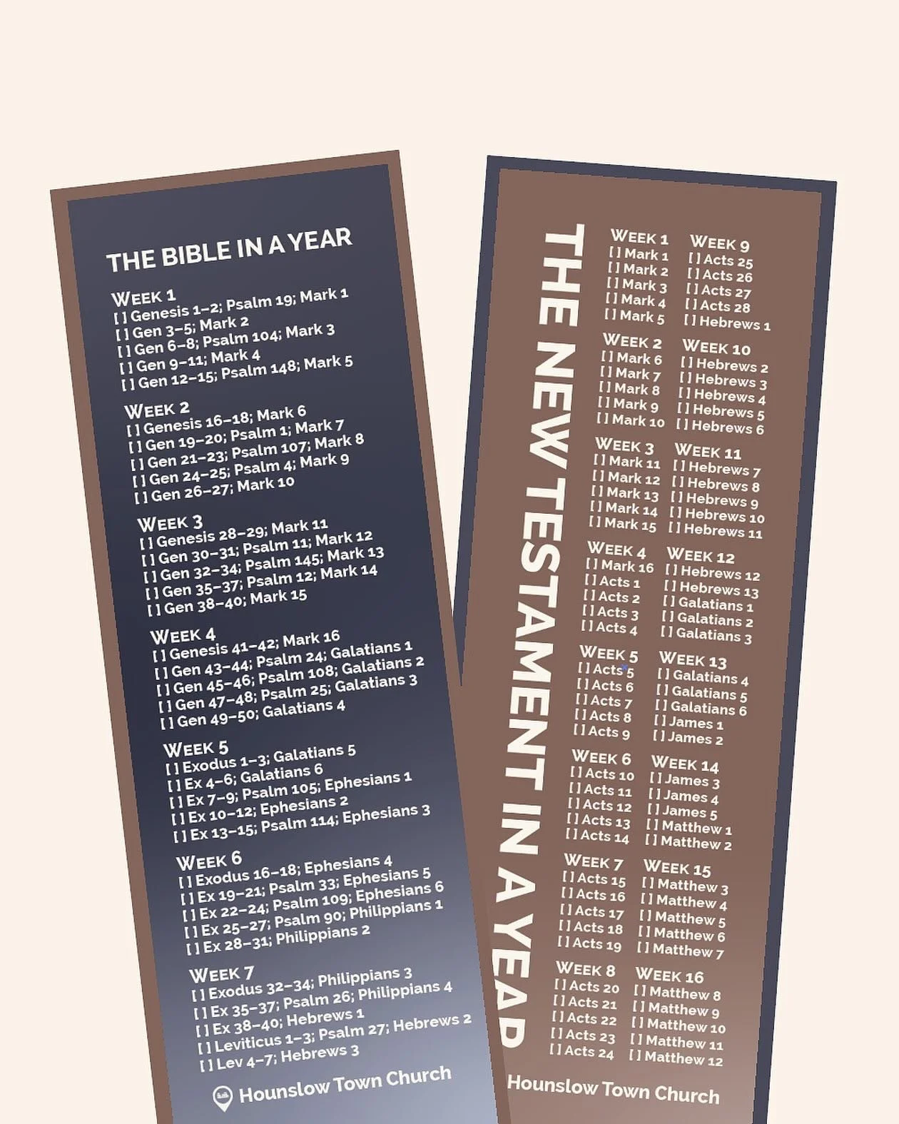 Happy New Year! Join us in reading the Bible throughout 2026 with one of our Bible reading plans. Grab a bookmark on Sunday or find the digital version on WhatsApp. 

&ldquo;All Scripture is breathed out by God and profitable for teaching, for reproo