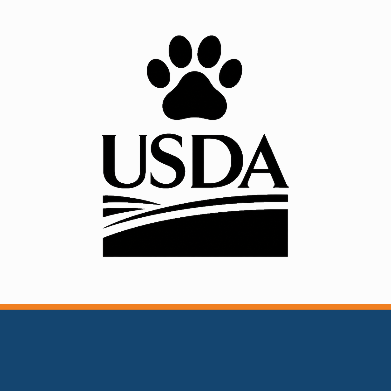 USDA logo featuring an orange paw print and black text on an orange background.