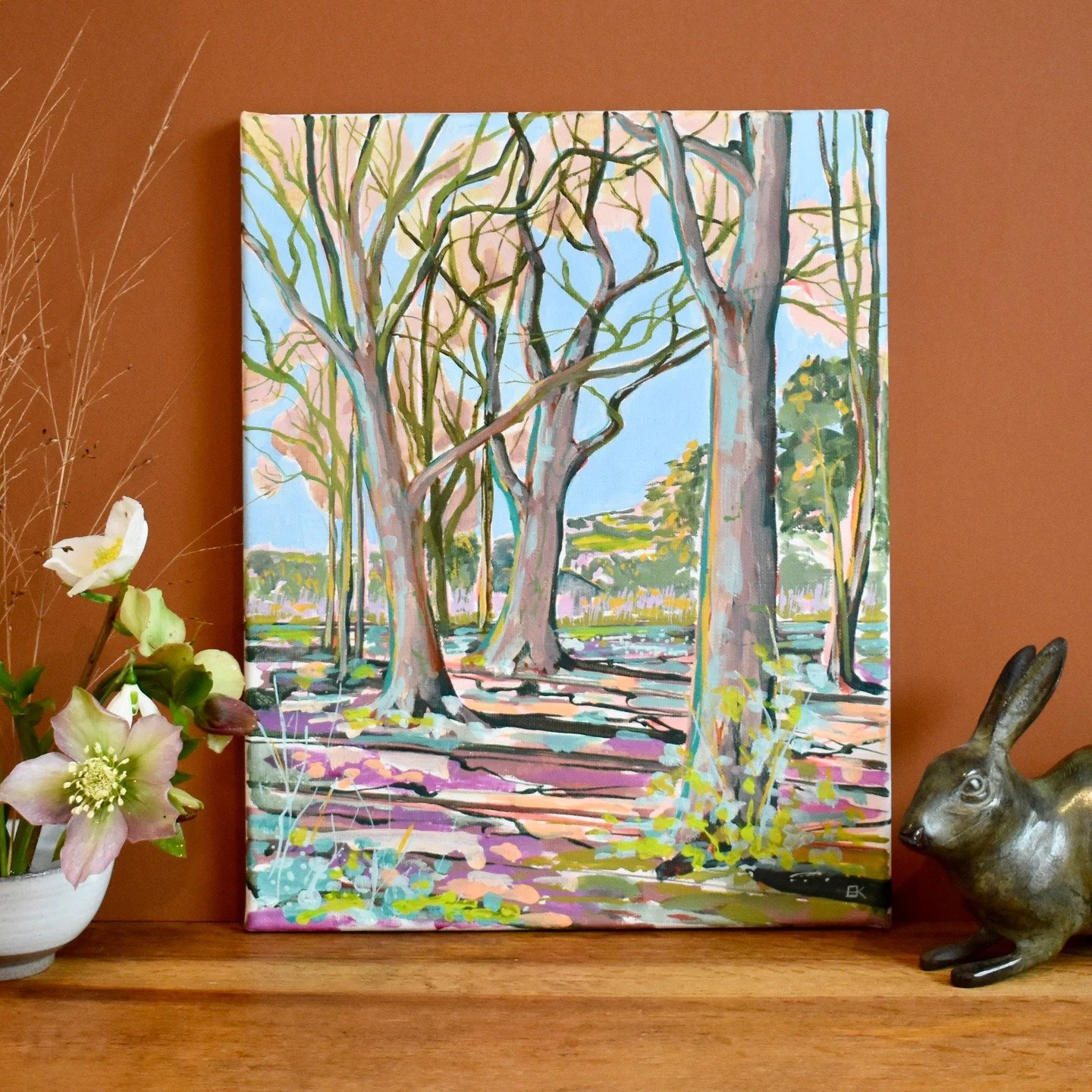 Queens of the Wood (Box Hill Common). For sale via emakidson.com

A walk in the woods on the cusp of Spring, while the snow drops slowly unfurl. The beech trees tower overhead, their branches entwining to provide a place in which to shelter and await