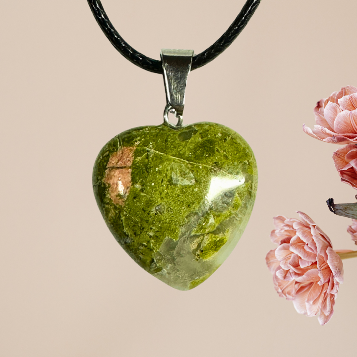 Unakite Heart Pendant