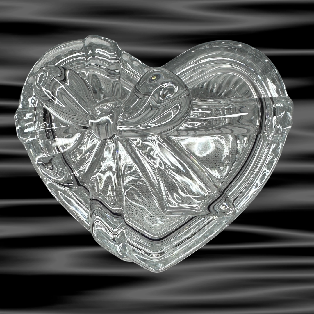 Glass Heart with Ribbon Keepsake Box