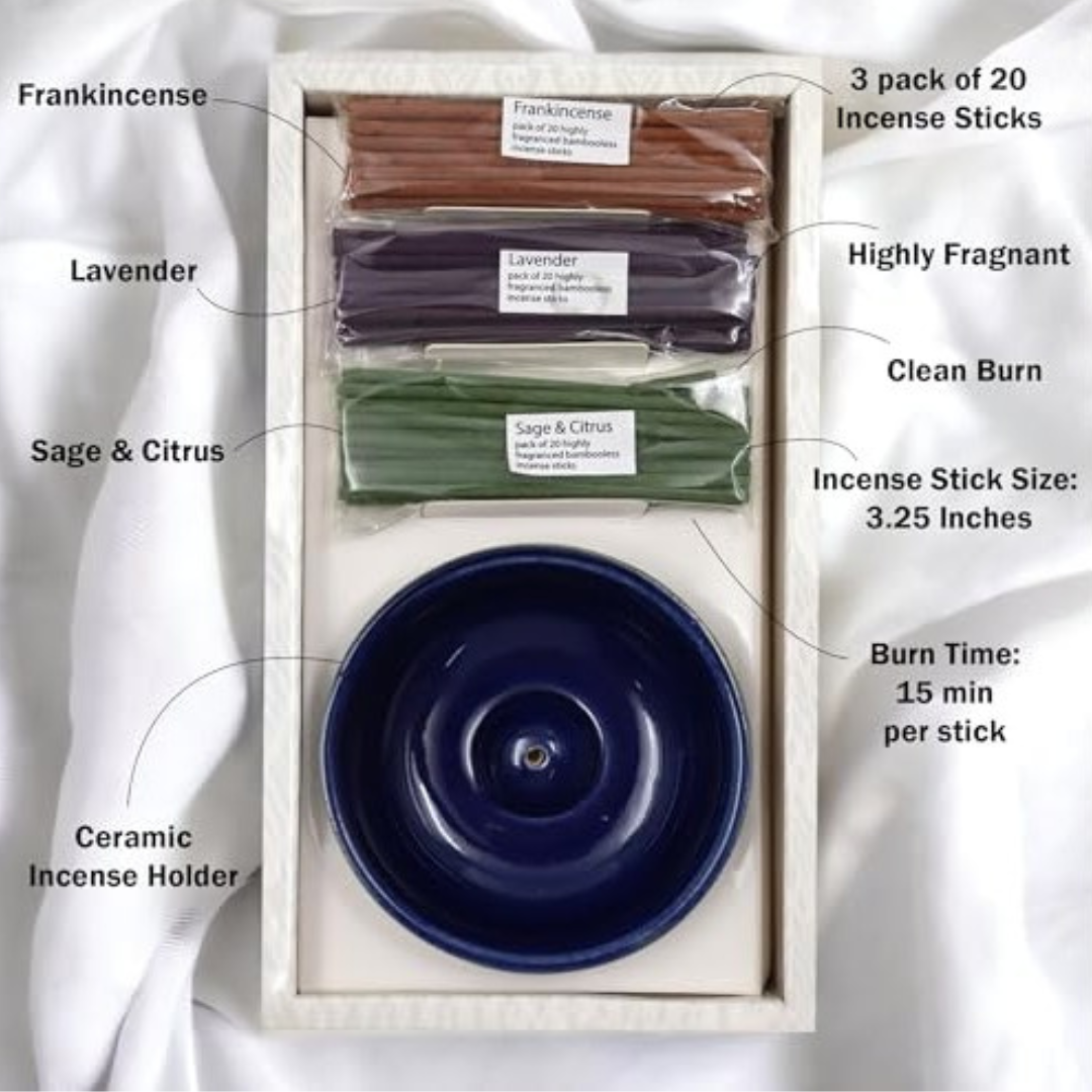 Hosley Ceramic Incense Set