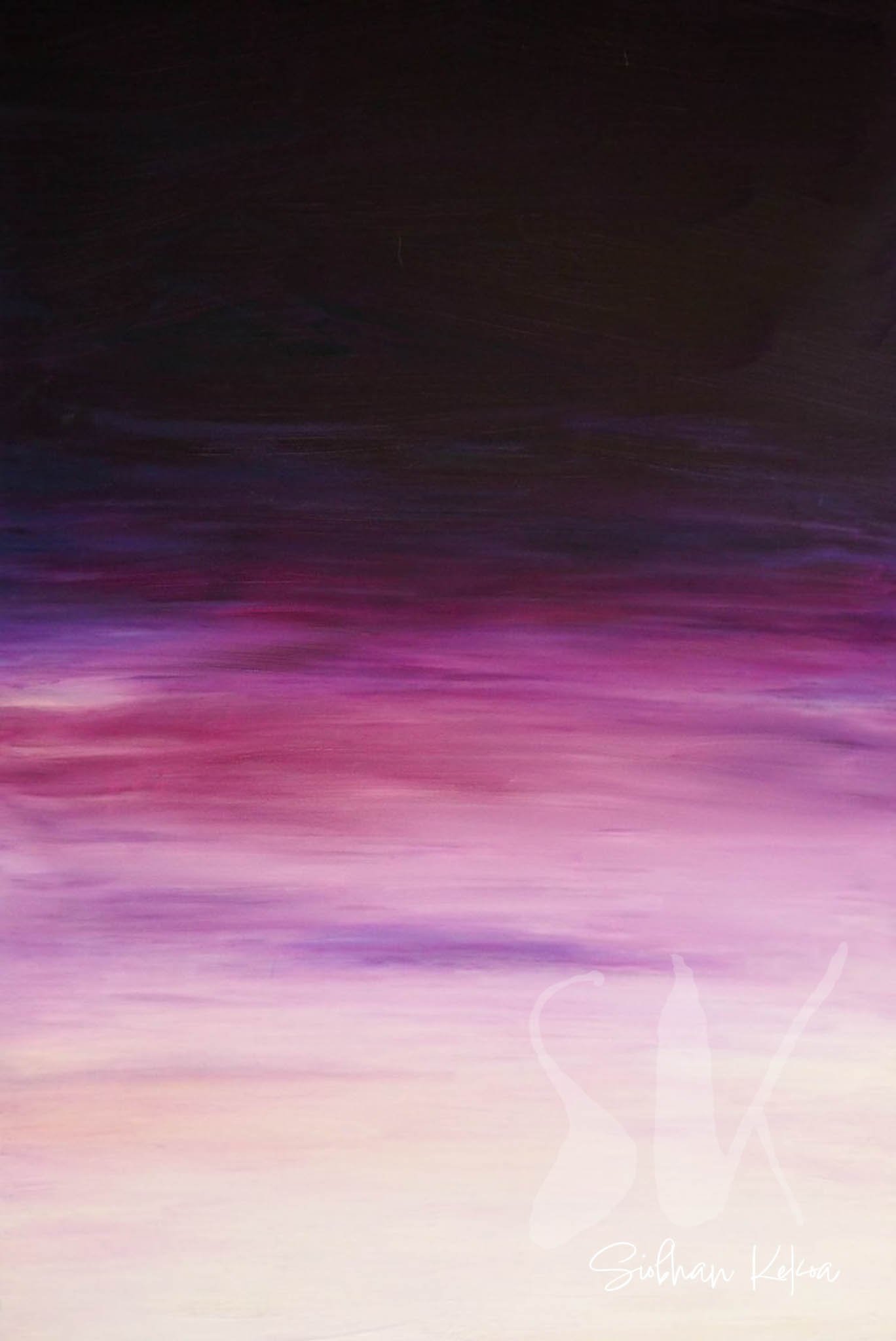 Original Oil Painting by Afro-Indigenous artist Siobhan Kekoa, WA. Painting depicts dark purple, maroon, pink, and white clouds in a sunset mood. © 2019-2025 Ipseity Healing LLC