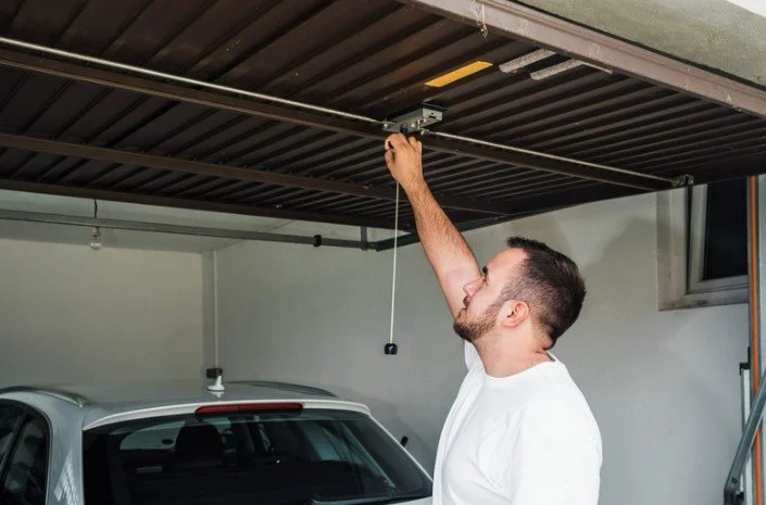 Overhead Garage Door Being Closed