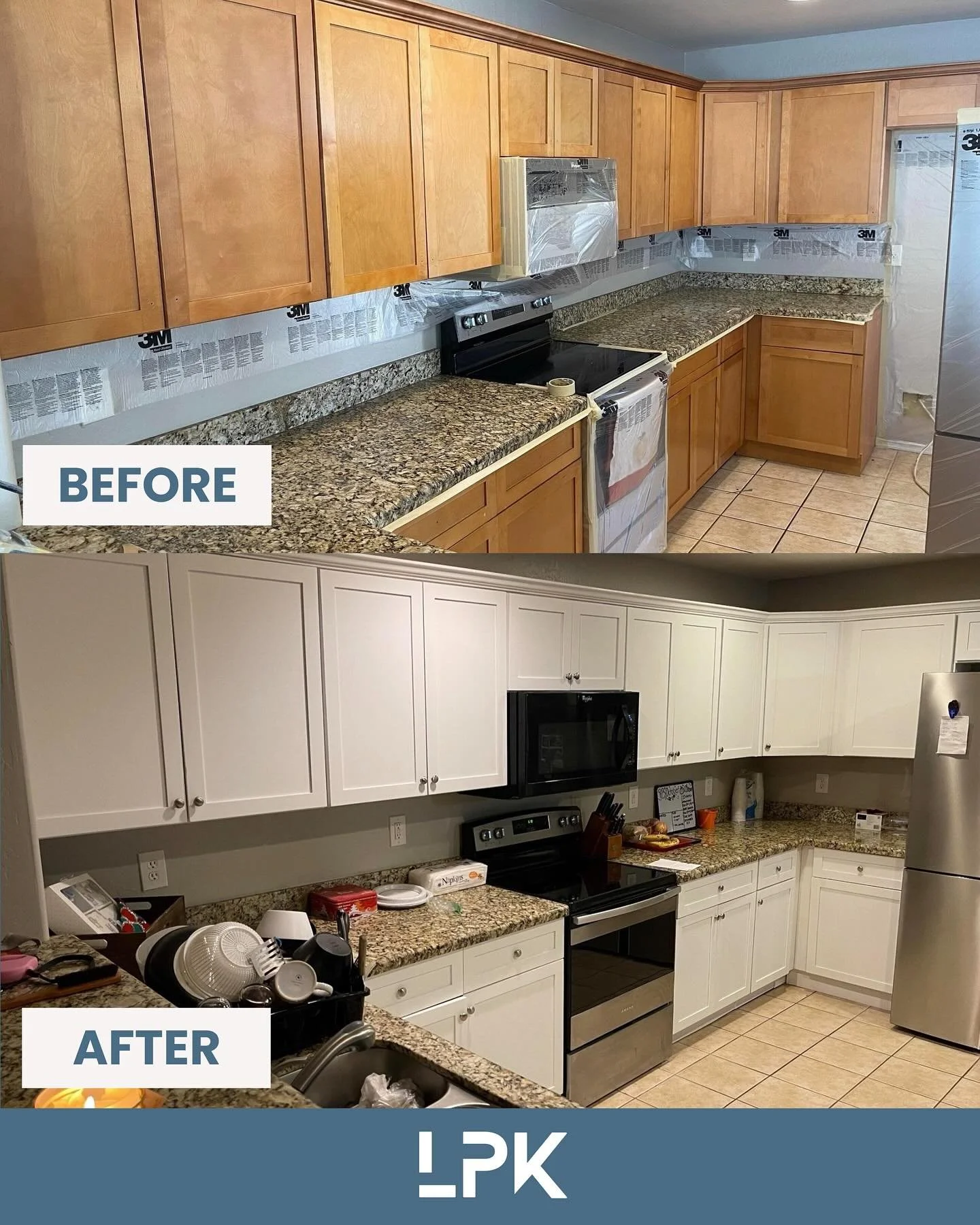 What a real transformation looks like.

This is why our clients choose refinishing instead of replacing &mdash; better results, less stress, and a kitchen they actually love coming home to.

Want the same for your space? Let&rsquo;s talk.

// LPK Cab