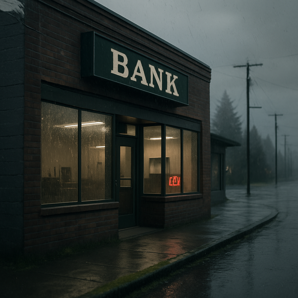 20250512_2004_Rainy Small-Town Bank_simple_compose_01jv3p4v1pfwcs0e8be57are7c.png