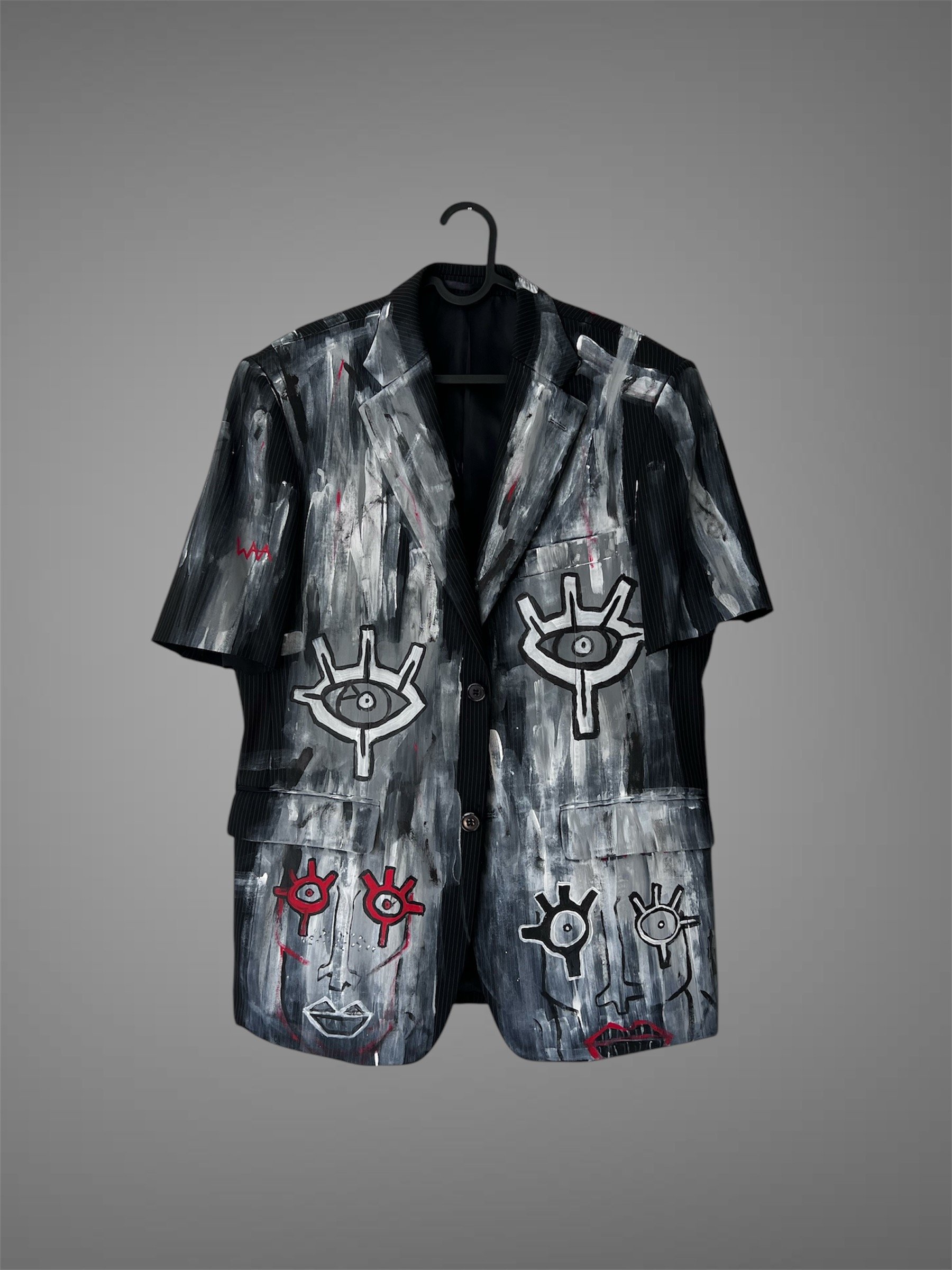 ABSTRACT SHORT SLEEVED BLAZER