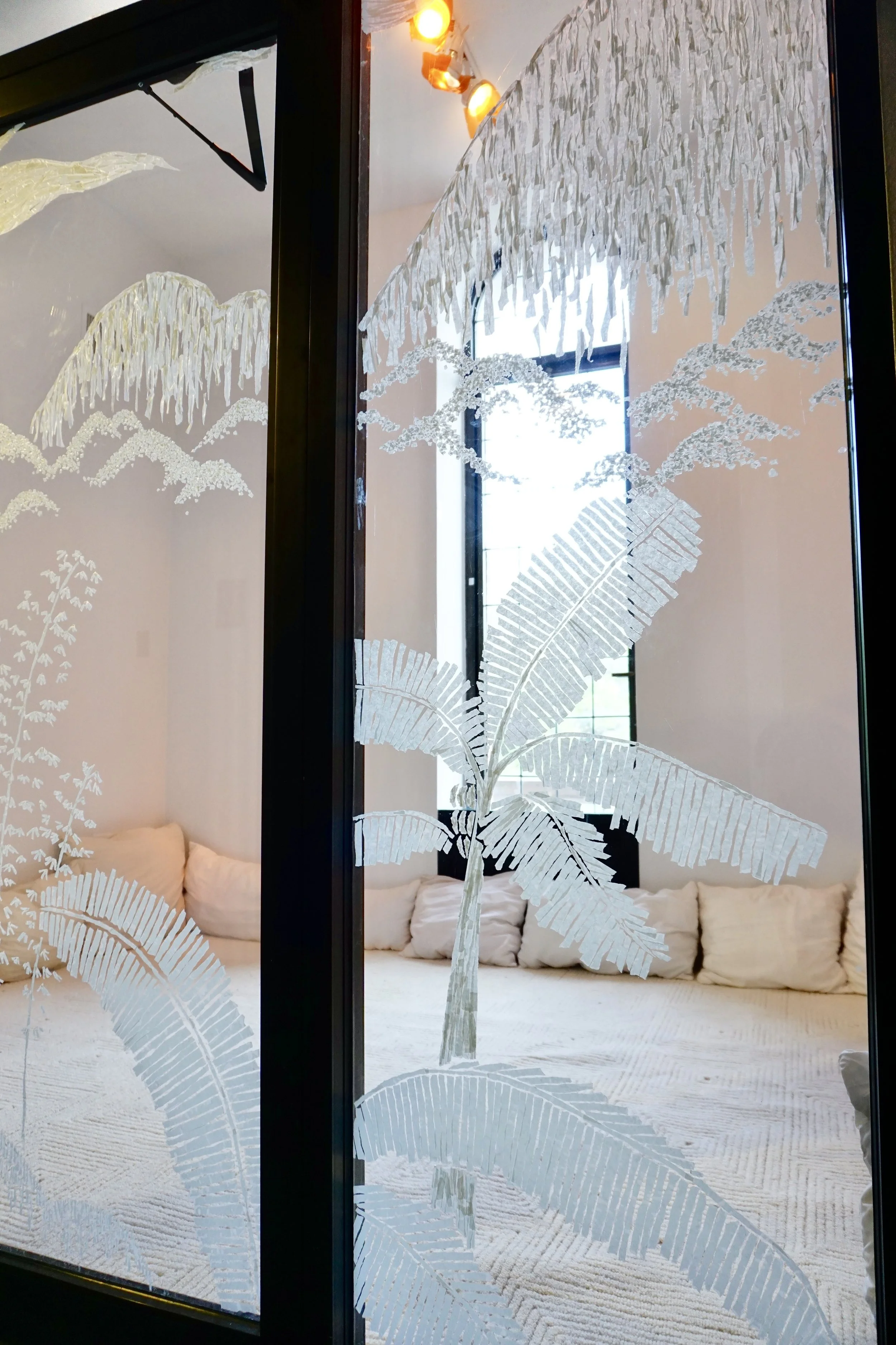 Window mural: masking tape | Lighting: orange light filter sheets