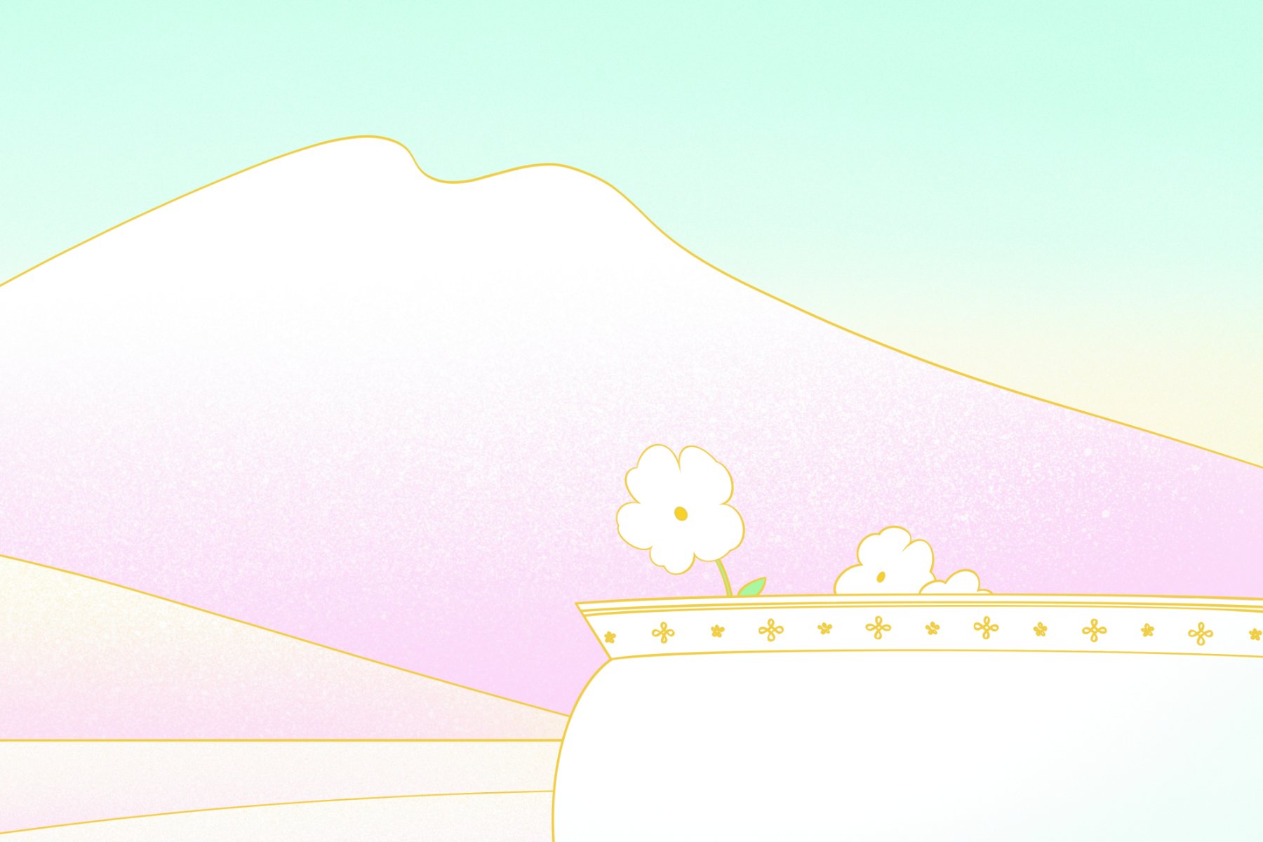 Close up detail of flower in the large white to blue gradient pot