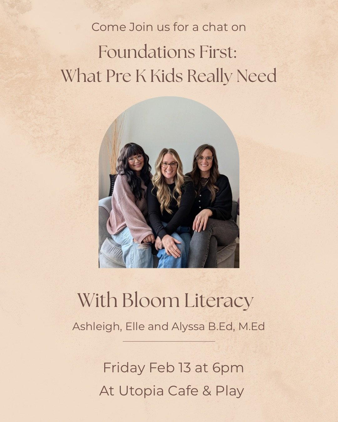 Come join us for a talk on early literacy with @bloomliteracy.yeg this Friday Feb 13 at 6pm