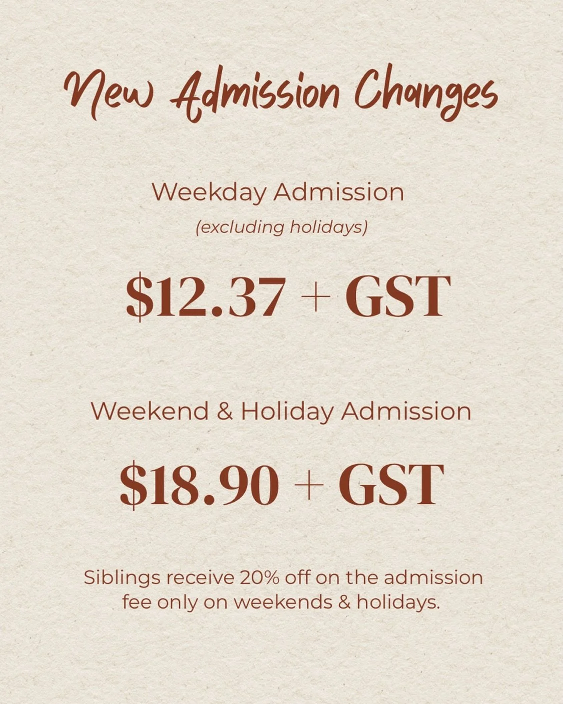 Please be aware of the price changes coming this weekend. I&rsquo;ve also added this picture to Google Maps and added the message to my website too so I&rsquo;m truly hoping everyone who joins us this weekend will be aware of the change. If you are c