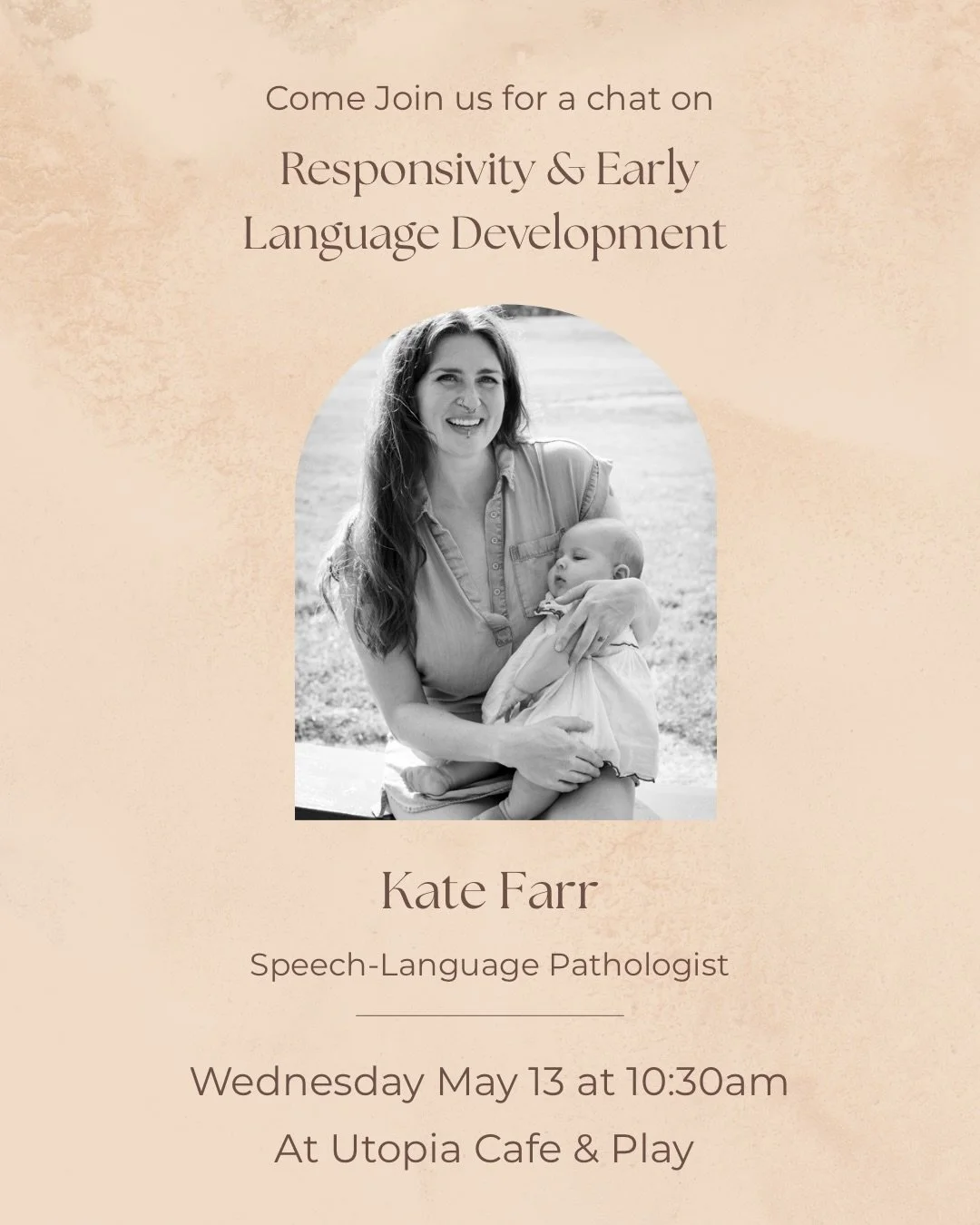 Gather &amp; Grow Talk for this Wednesday May 11 at Utopia Cafe with @speechwithmisskate