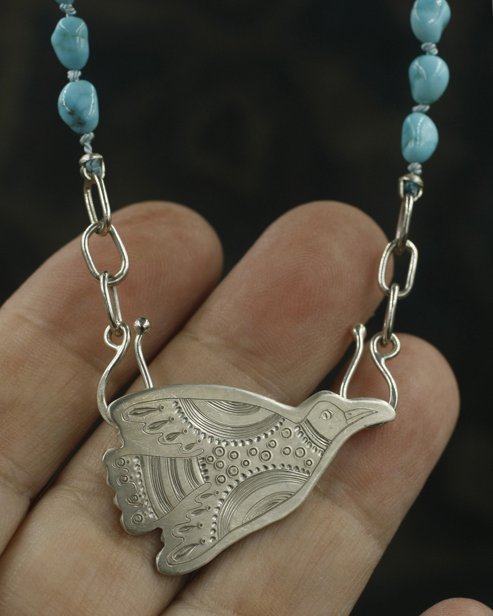 Folk Art Dotty Bird Centerpiece on Turquoise 5.jpg