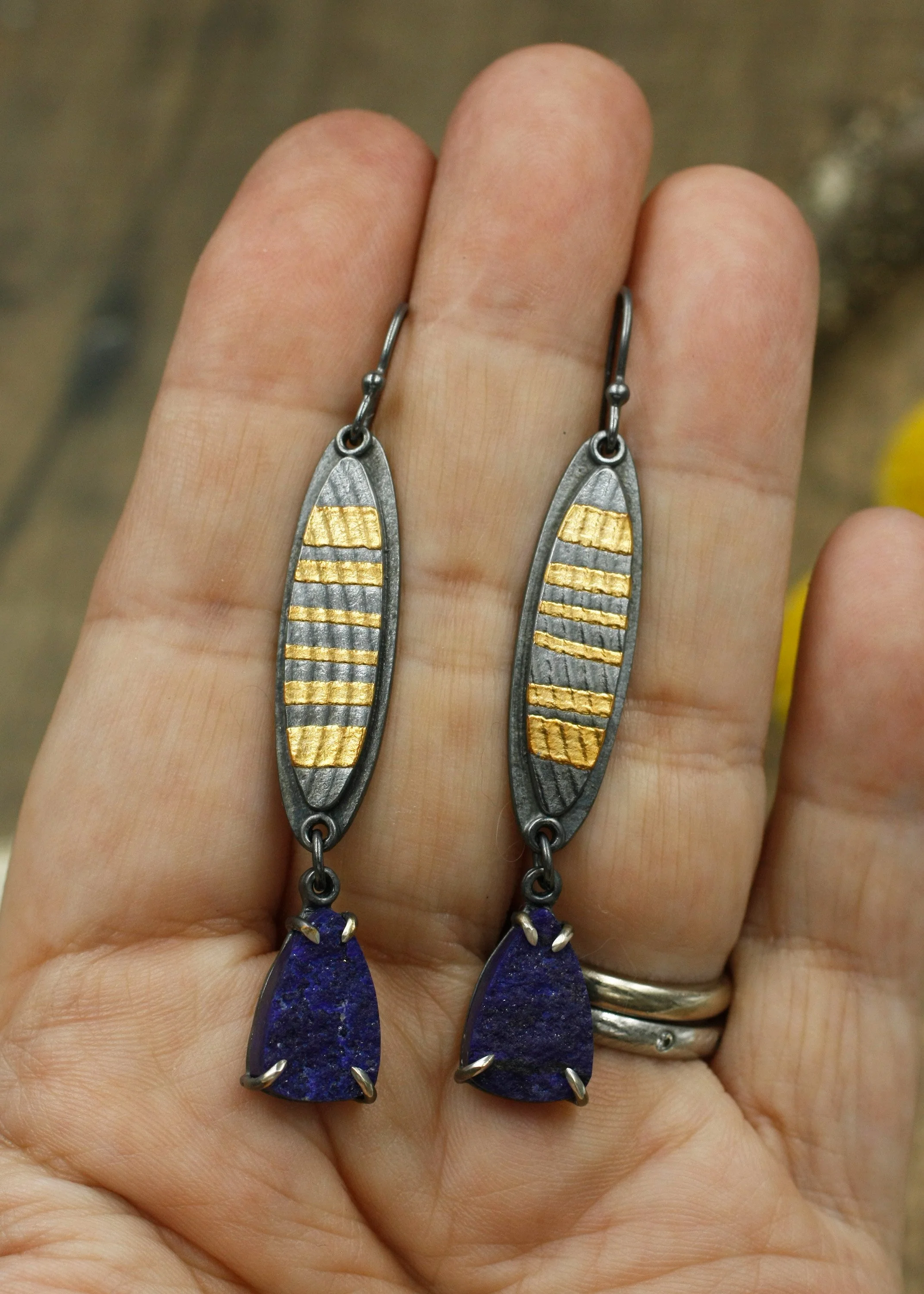 Vivi Magoo Horizon Fused Gold Lapis Earrings 2.jpg