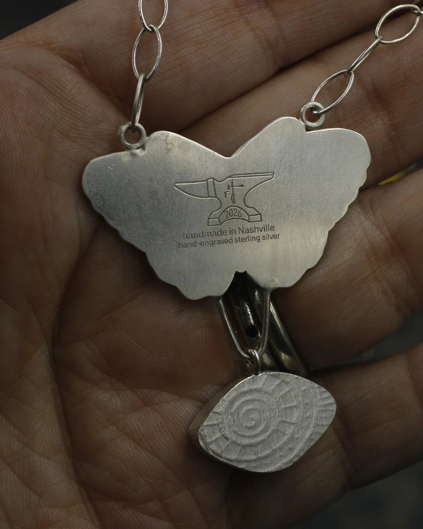 Butterfly Necklace with boulder Opal Football Shape 2.jpg