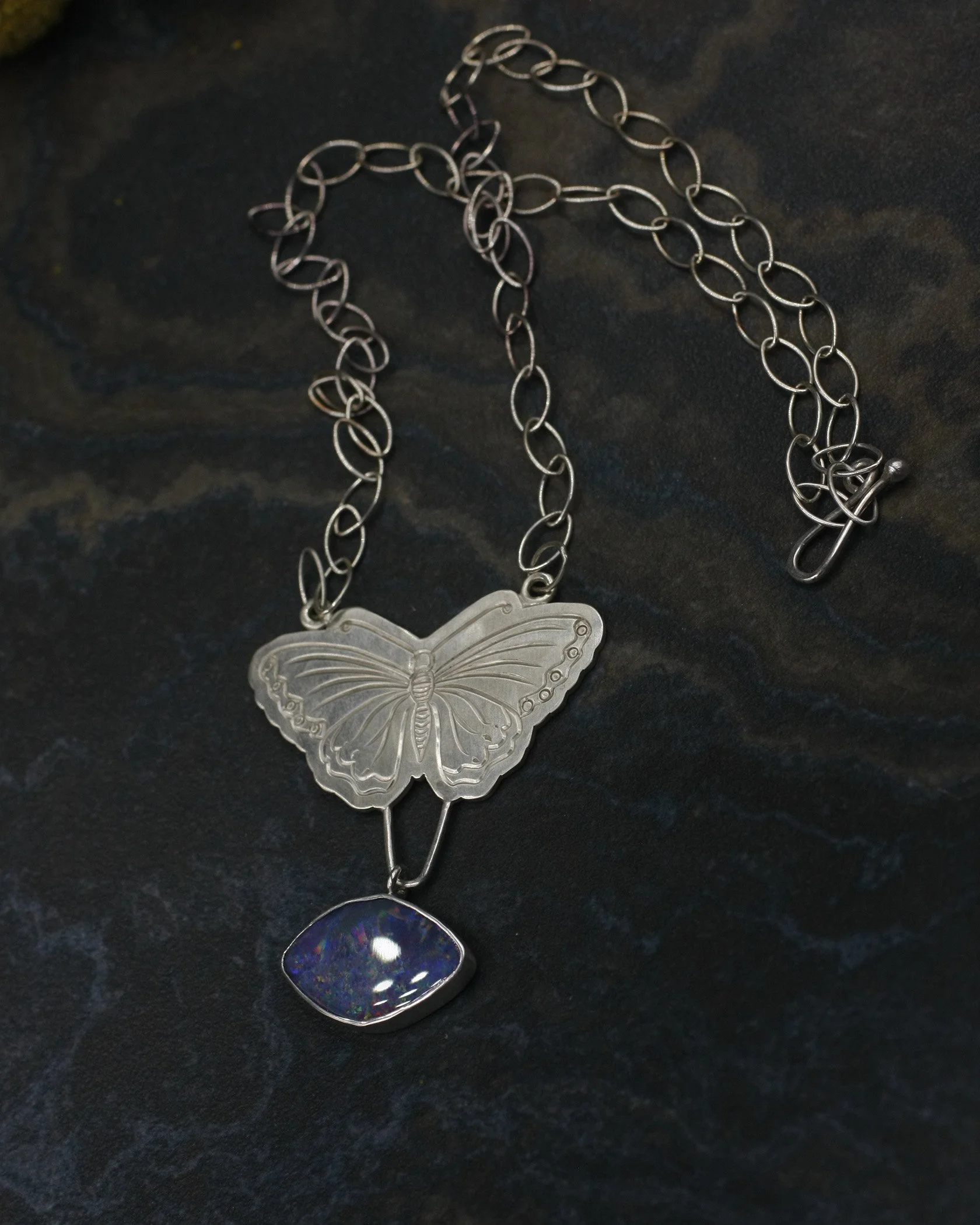 Butterfly Necklace with boulder Opal Football Shape 3.jpg