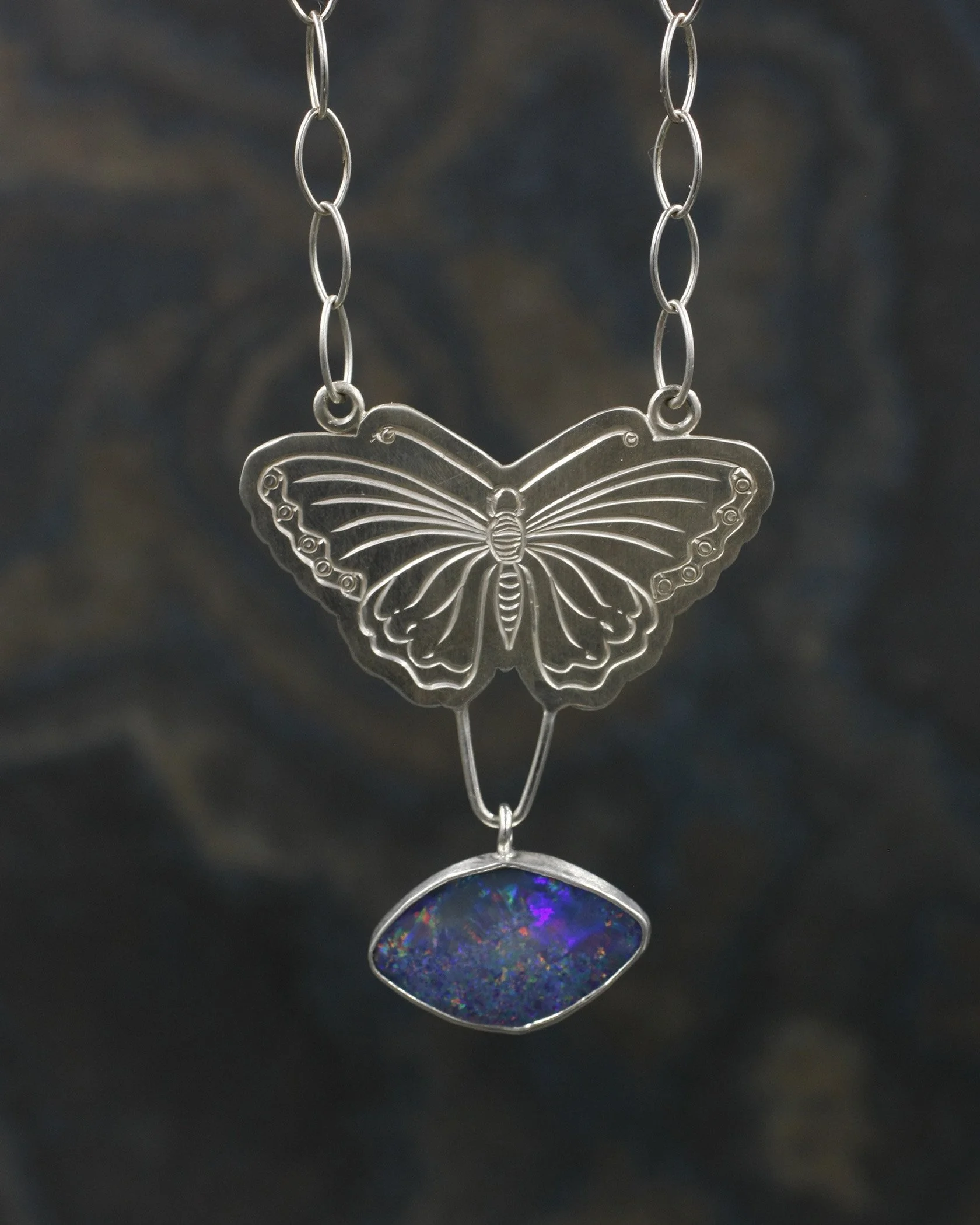 Butterfly Necklace with boulder Opal Football Shape 4.jpg