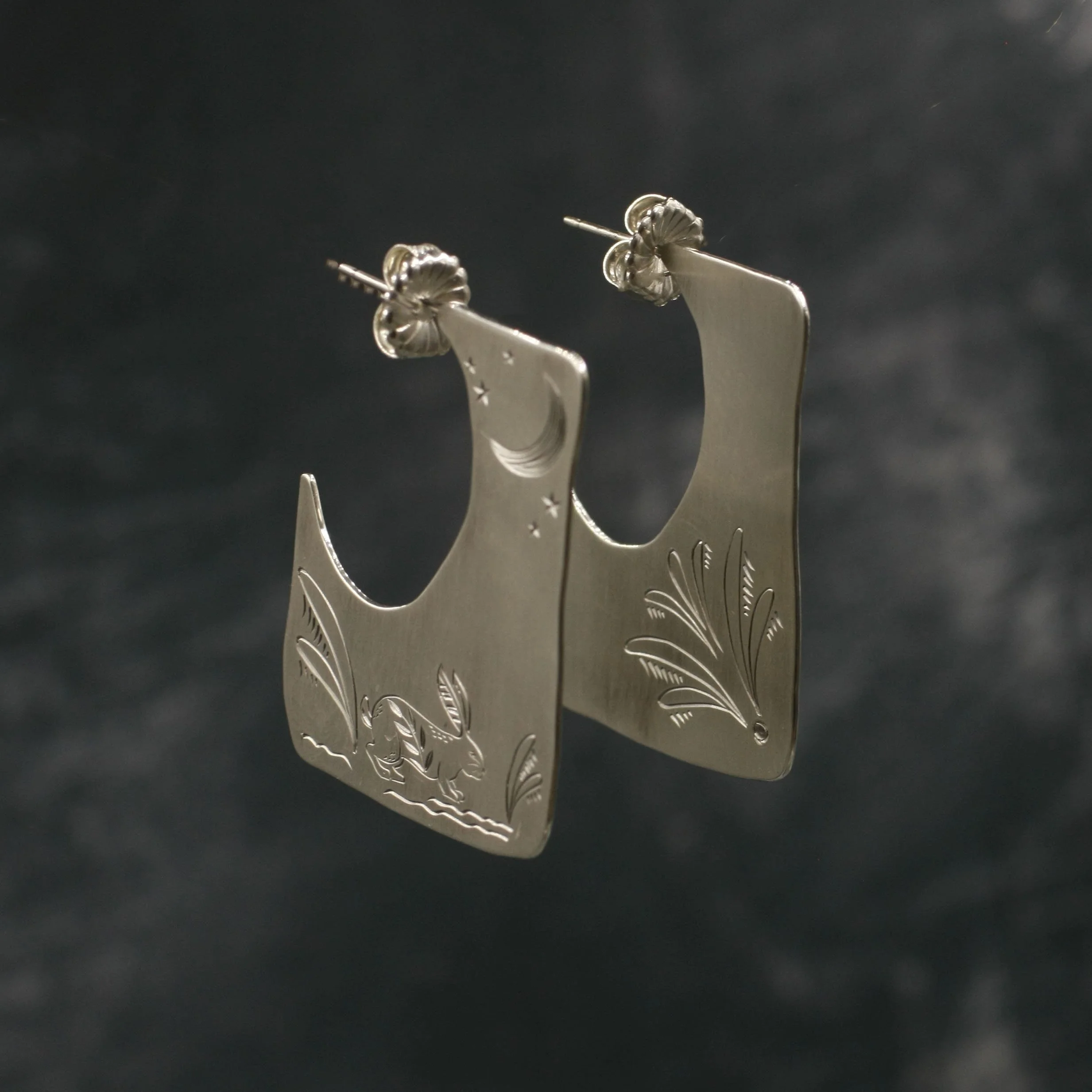 Gravée Blade Hoops Bunny earrings 2.jpg