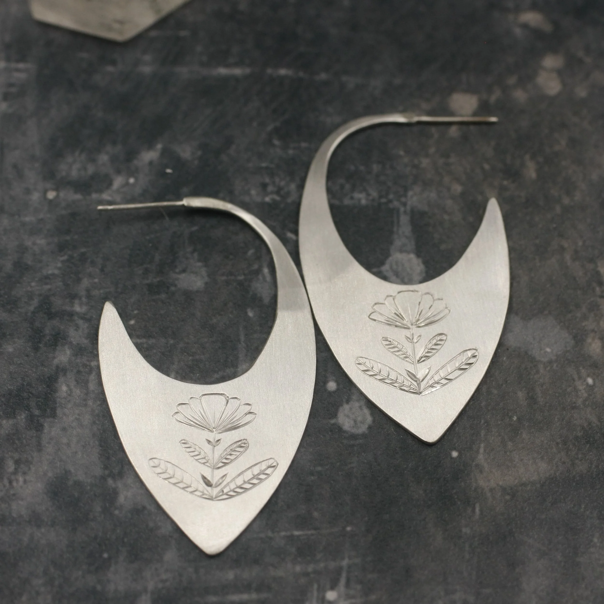 Gravée Folk Art Flower and Beetle earrings 2.jpg