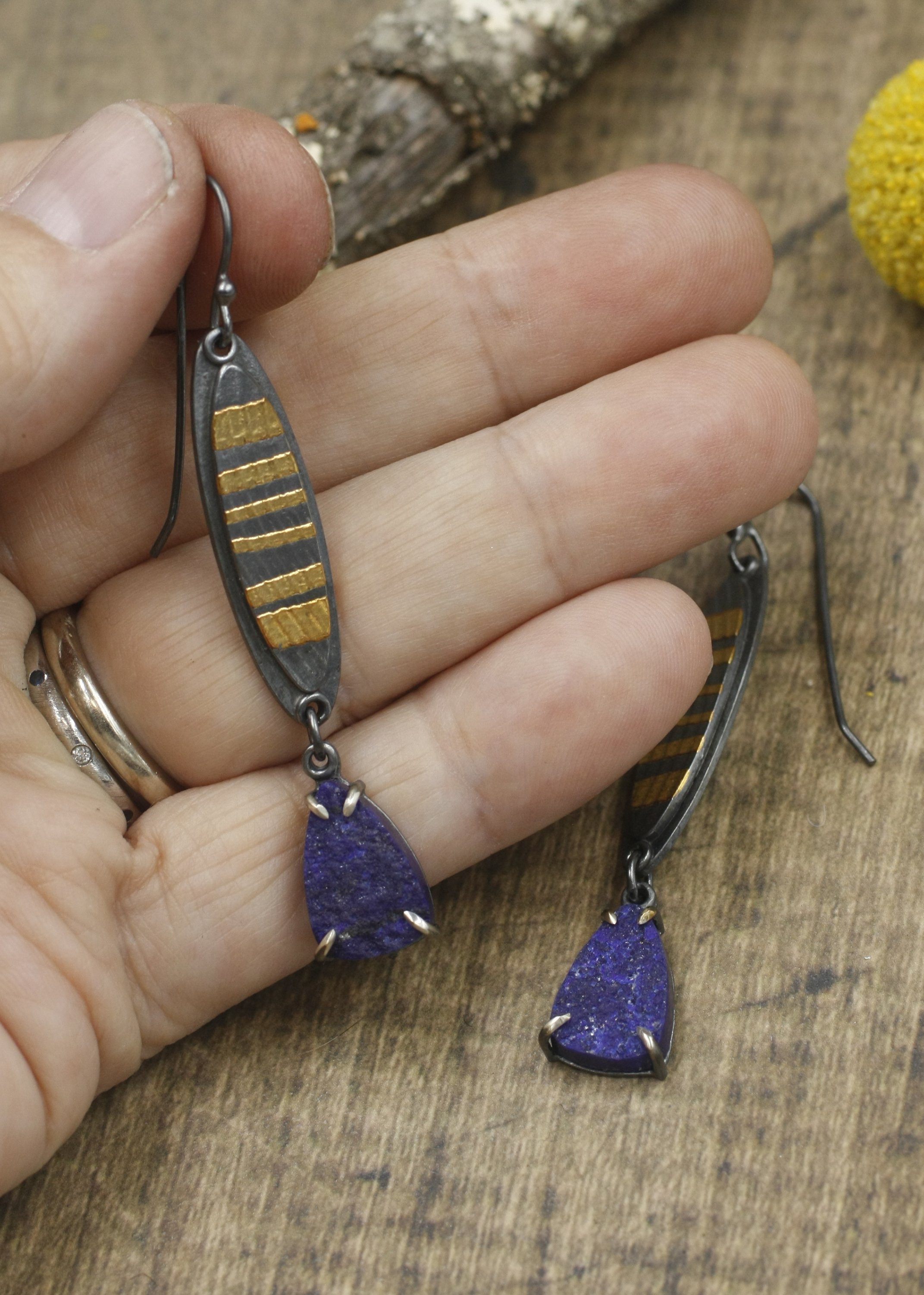 Vivi Magoo Horizon Fused Gold Lapis Earrings 3.jpg