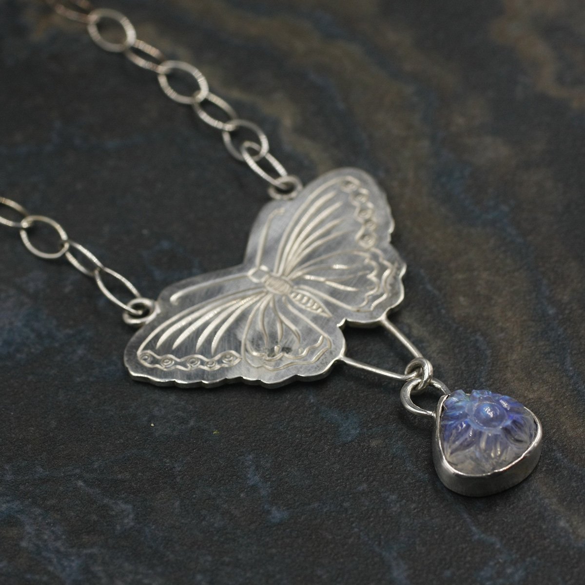 Gravée Butterfly Carved Moonstone Teardrop Necklace.jpg
