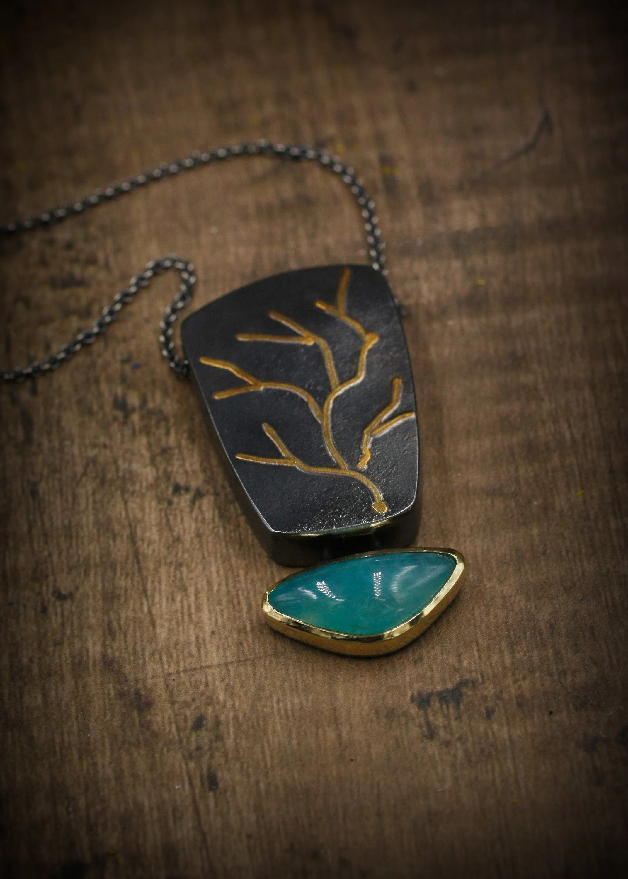 MELD Tree Hollowform Gem Silica Wedge Necklace.jpg