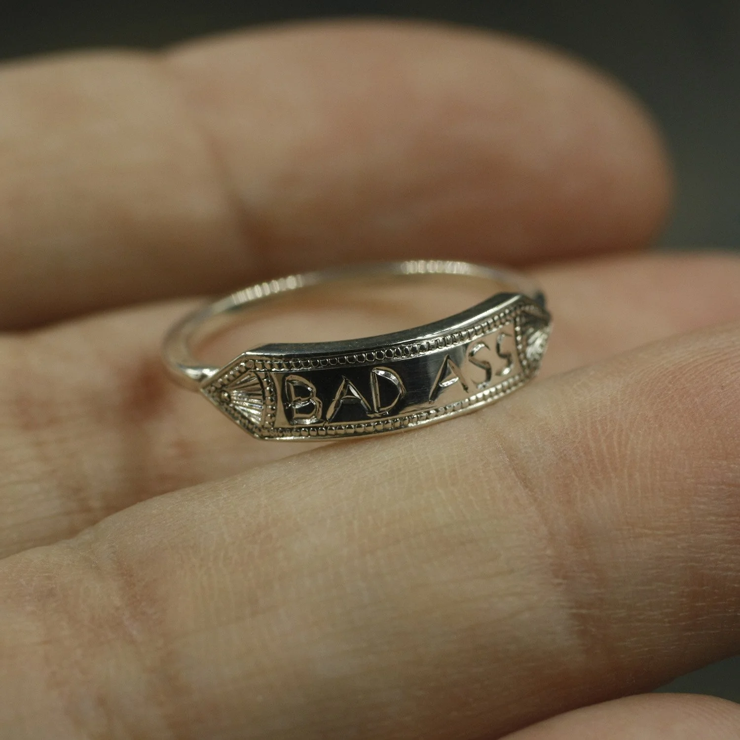 Bad Ass Milgrain Banner Signet Ring 3.jpg