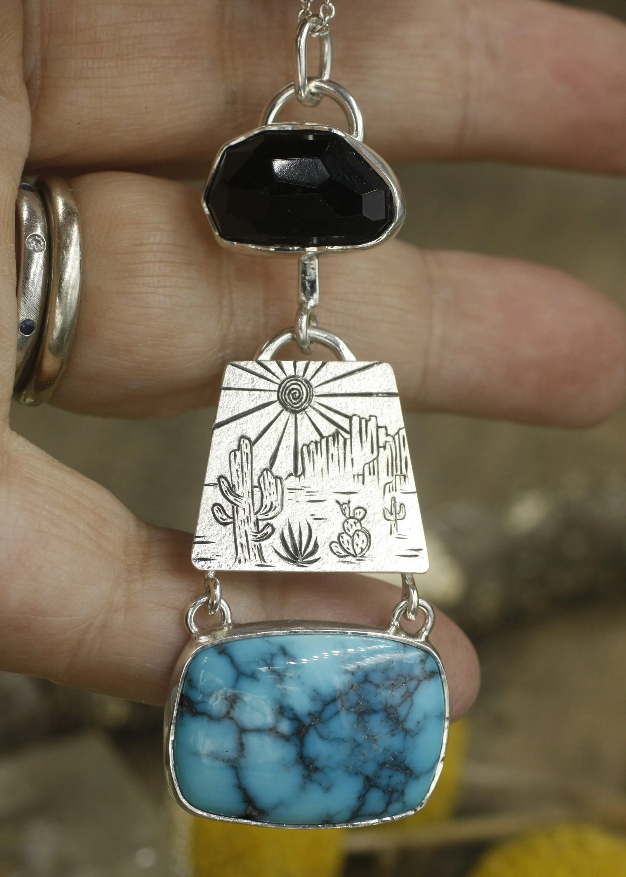 Brenda Turquoise and Onyx Pendant 2.jpg