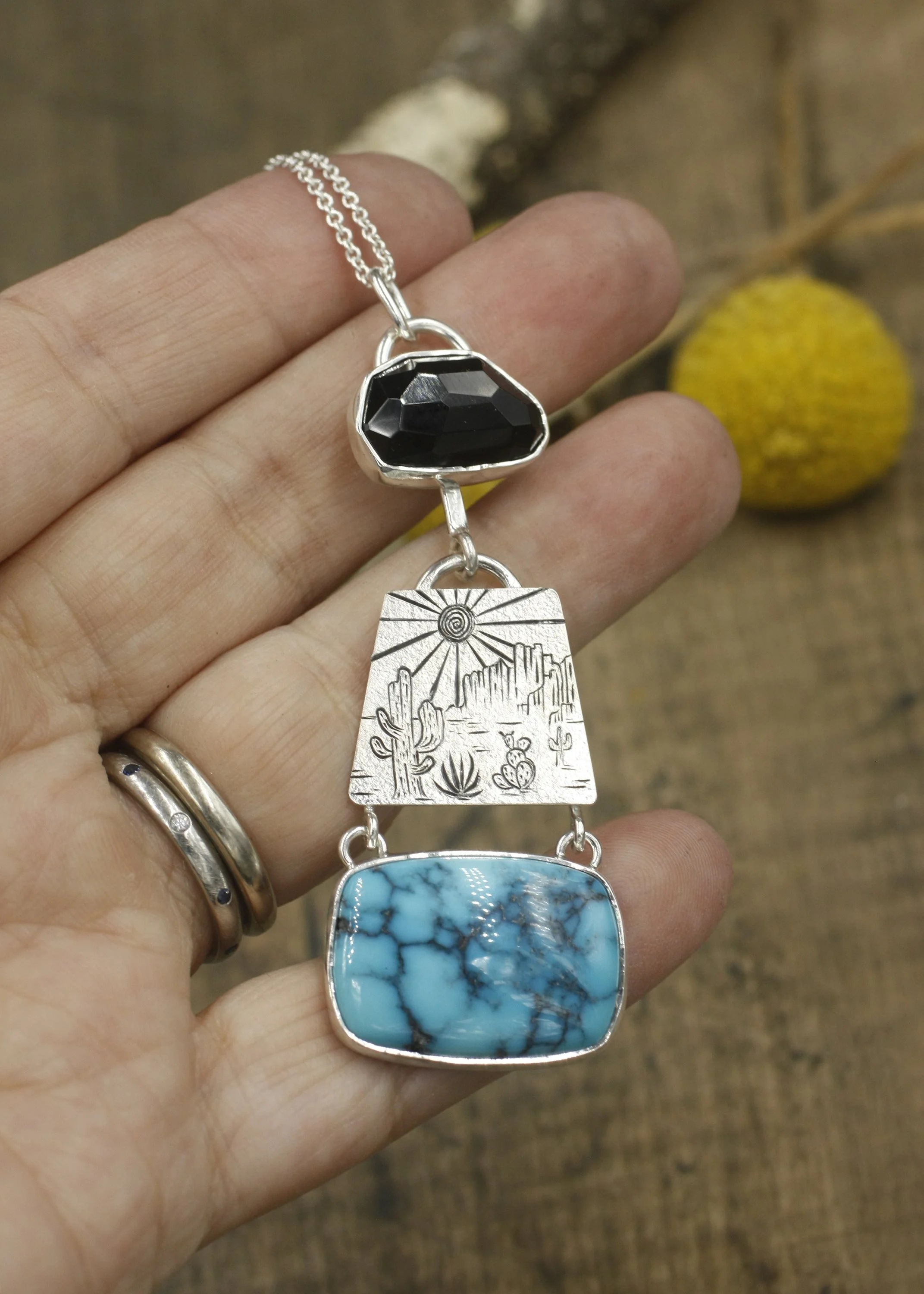 Brenda Turquoise and Onyx Pendant 1.jpg