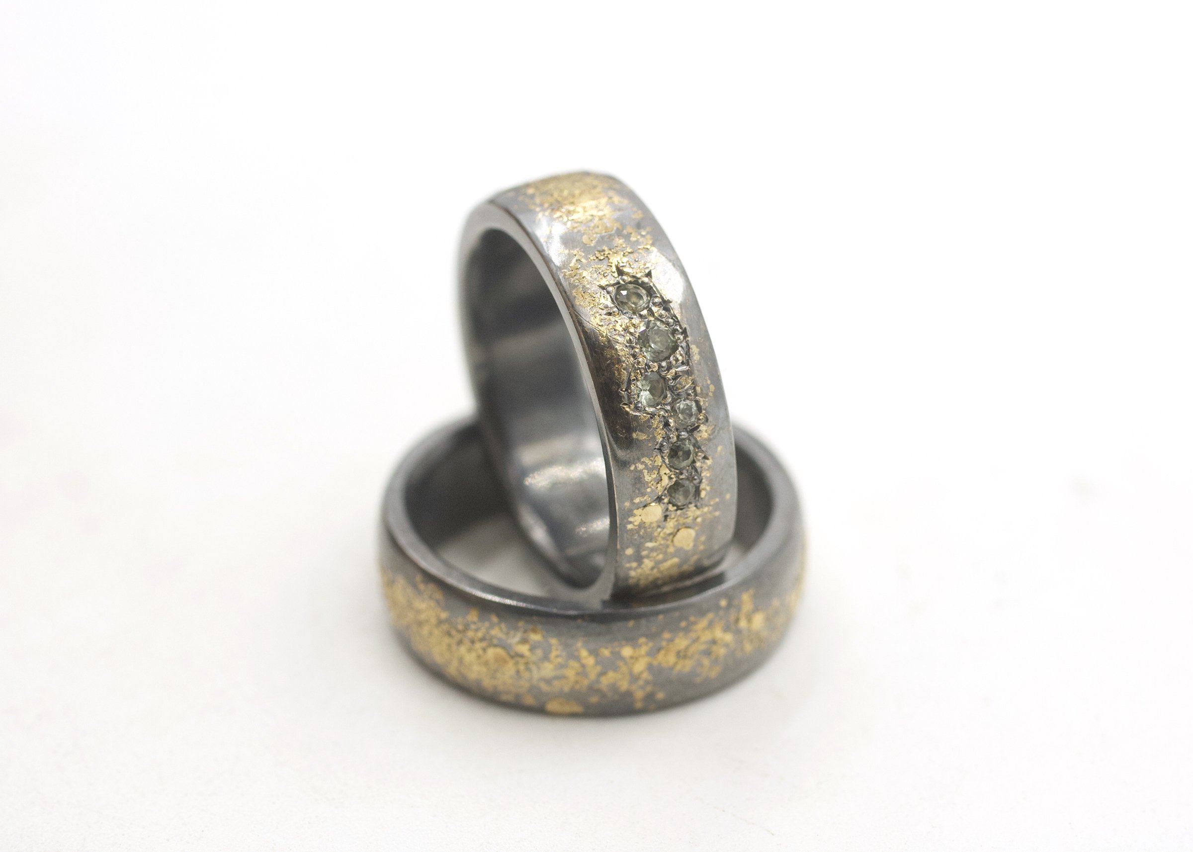 Fused Lichen Crevice Bead Set Green Sappphire Bands 1.jpg