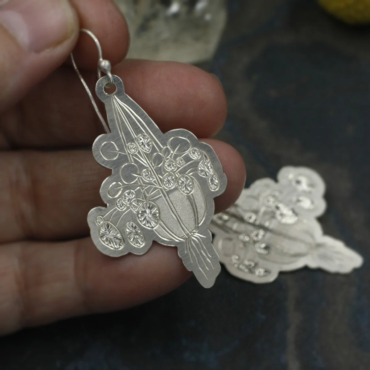 Gravée Hanging Plant Pilea Earrings 1.jpg