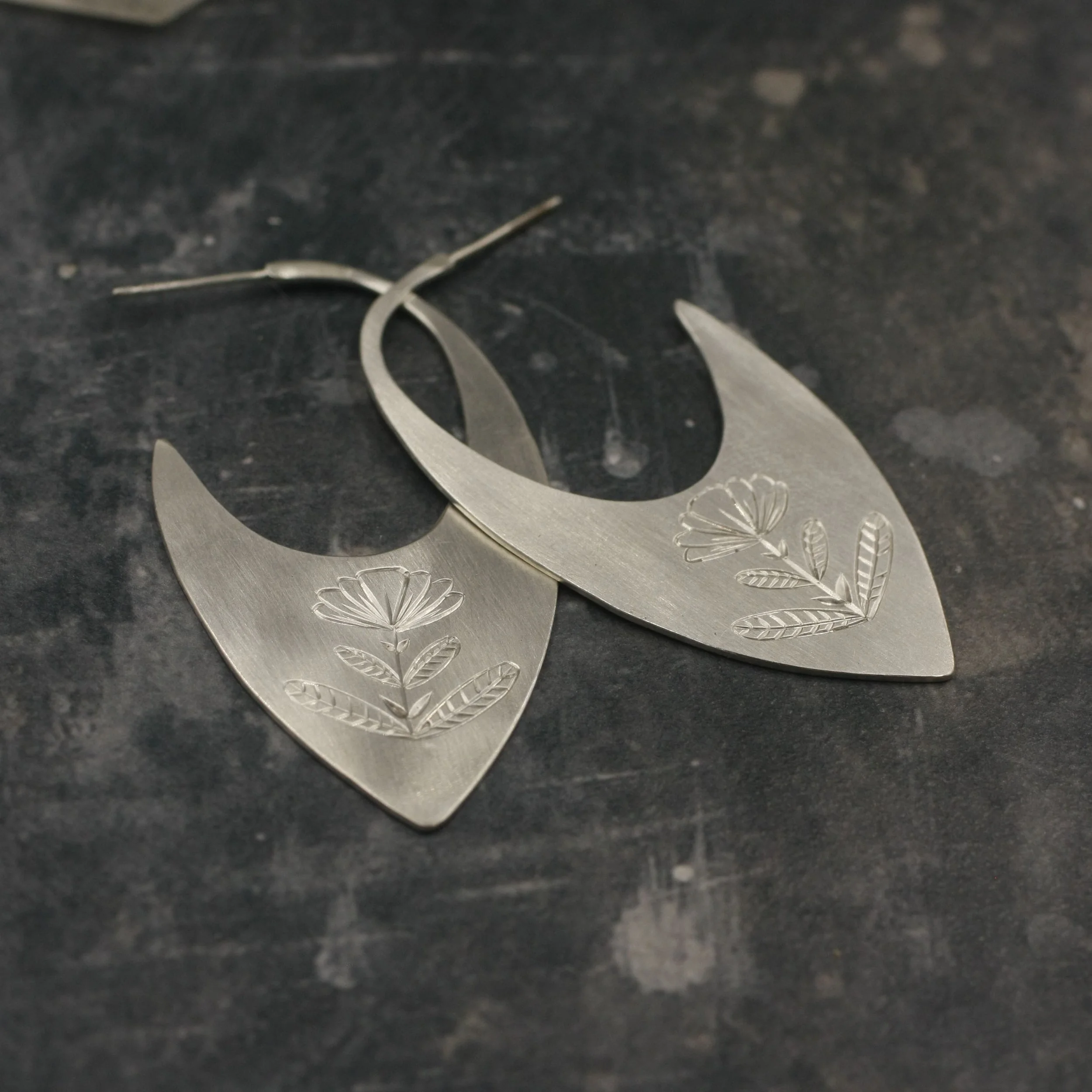 Gravée Folk Art Flower and Beetle earrings 3.jpg