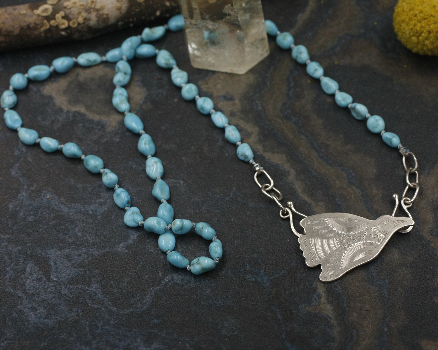 Folk Art Dotty Bird Centerpiece on Turquoise.jpg