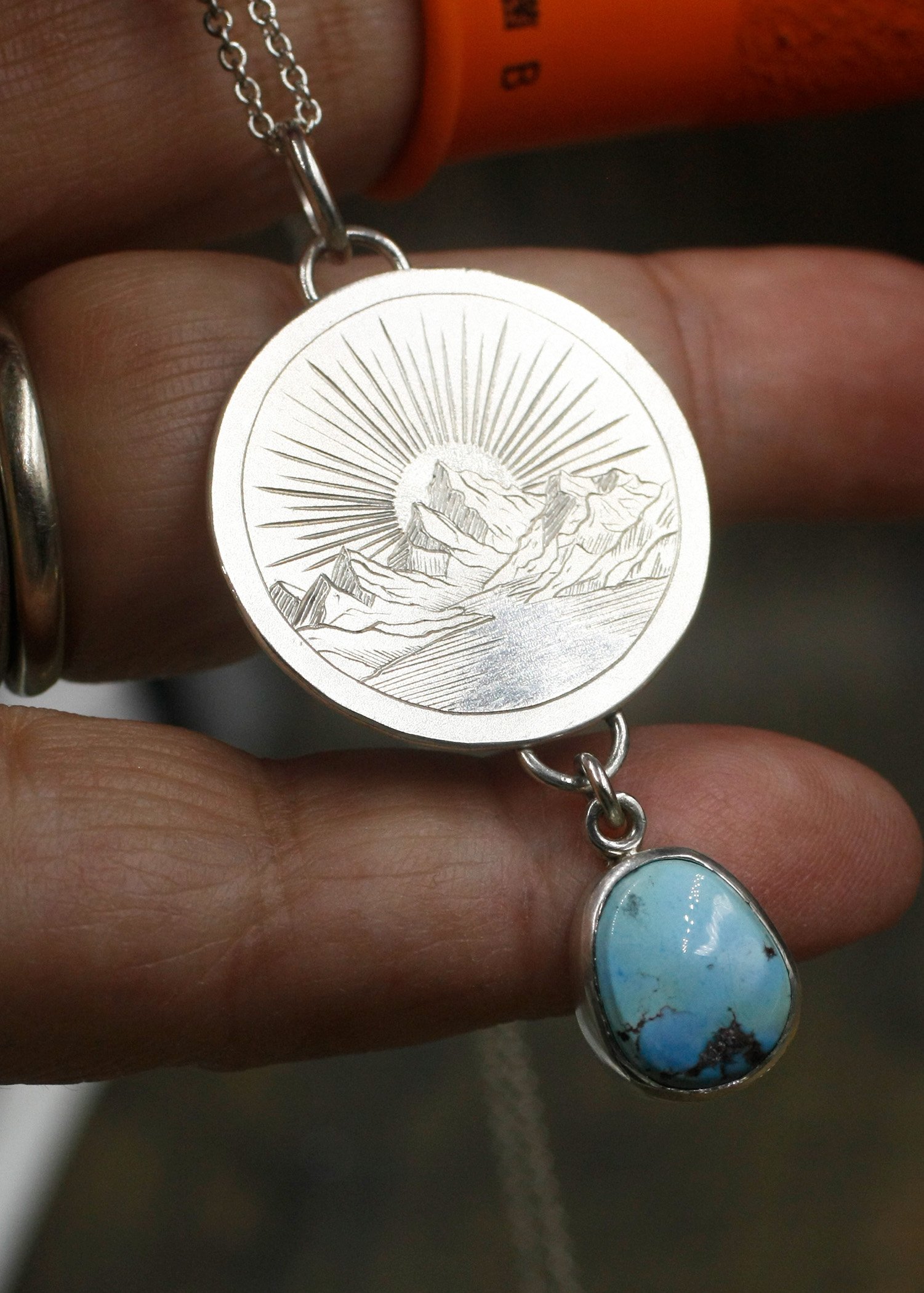Gravée Fjord Golden Hills Turquoise Pendant 2.JPG