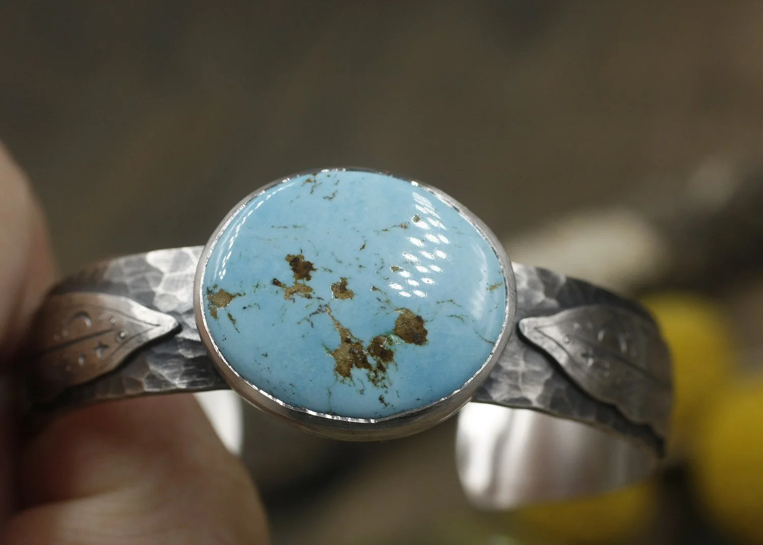 Gravée Feather Night Sky Sierra Bella Turquoise Cuff for Holly 1.JPG