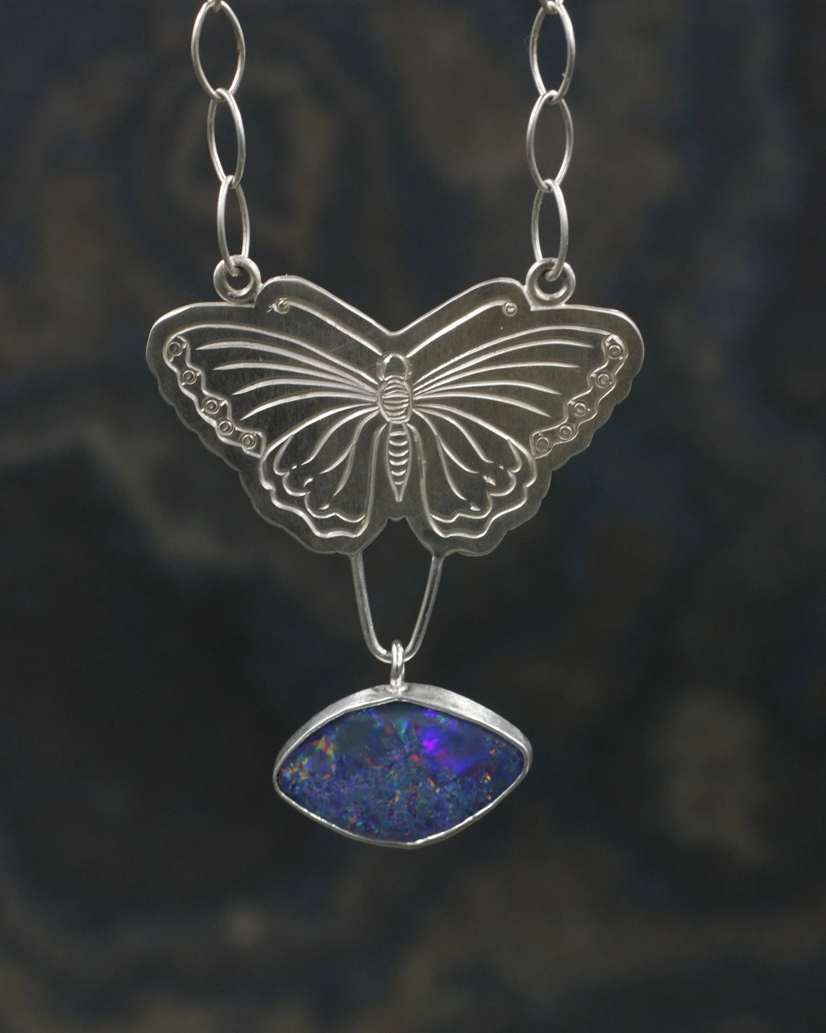 Butterfly Necklace with boulder Opal Football Shape 5.jpg