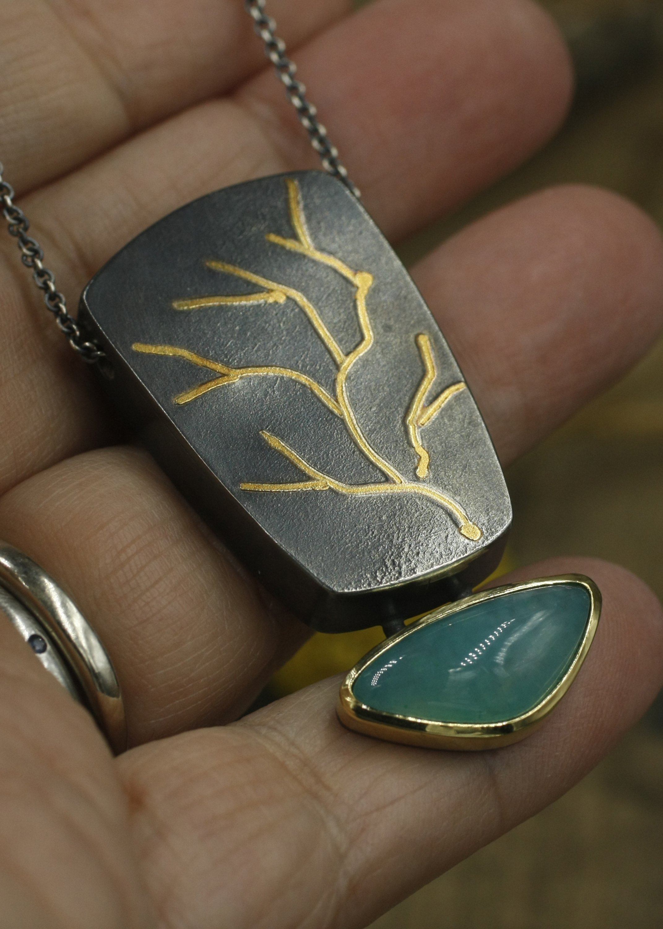 MELD Tree Hollowform Gem Silica Wedge Necklace 2.jpg